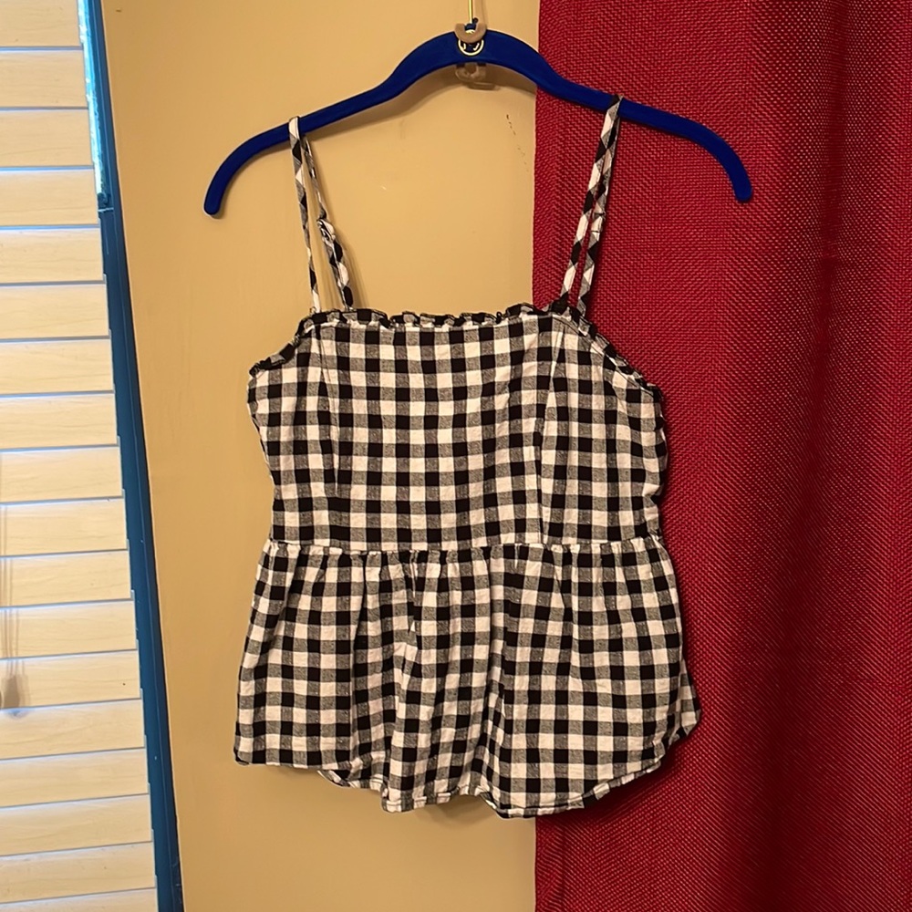 Gingham Peplum Top